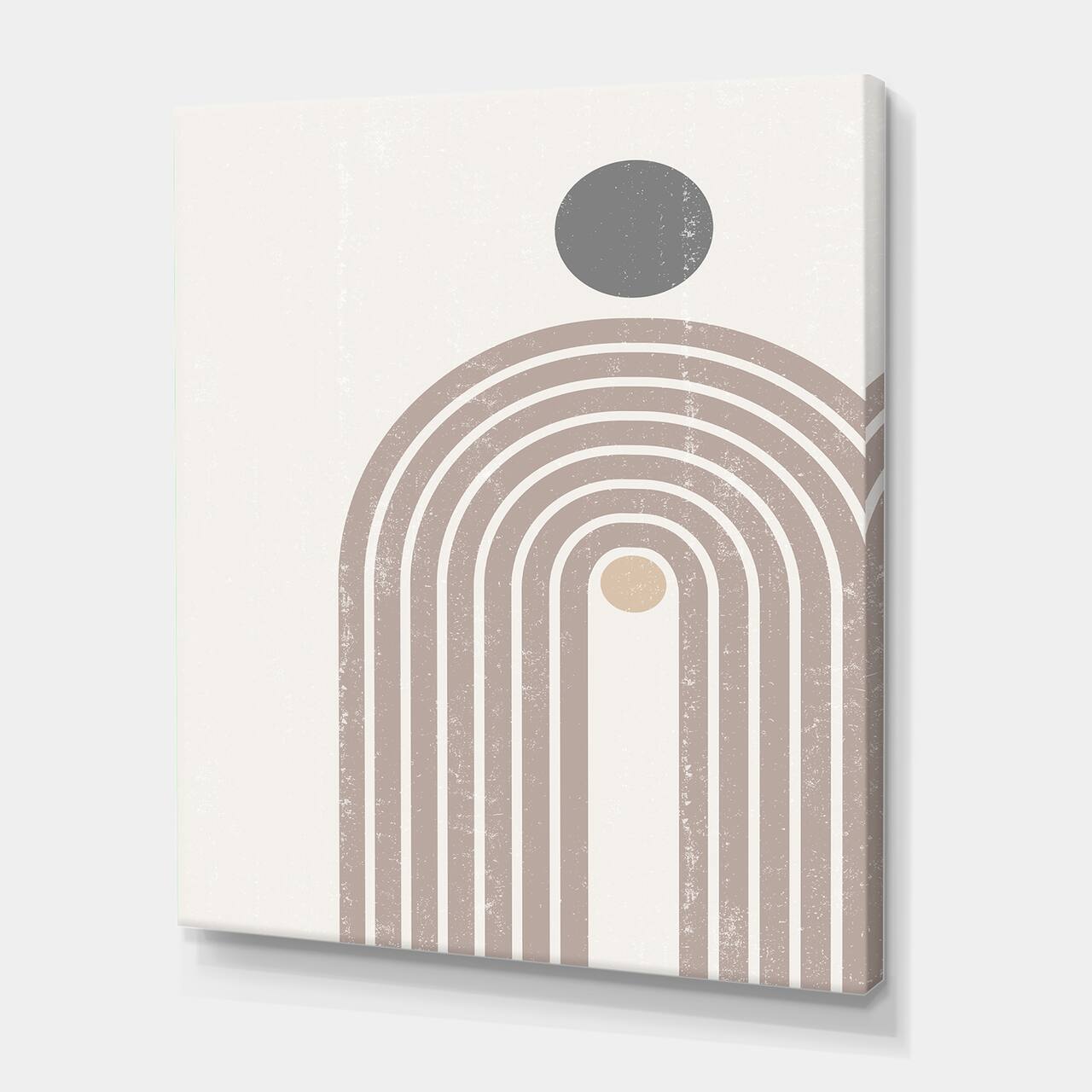 Designart - Abstract Rainbow Sun and Moon In Earth Tones I - Modern Canvas Wall Art Print